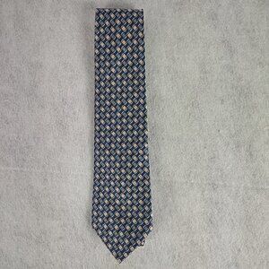 Stafford Men's Blue, Silver, Mauve Patterned Made In the U.S.A.100% Silk Necktie